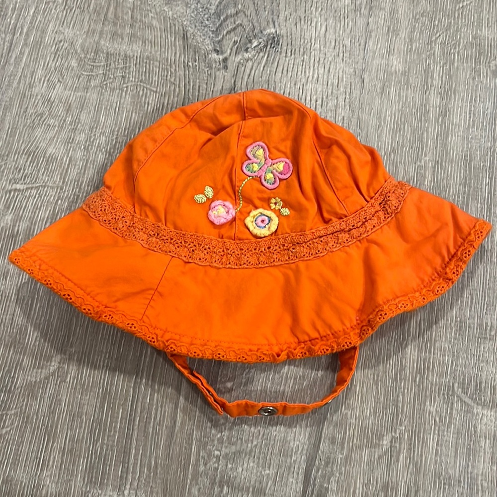 Vintage Baby The Children’s Place Cotton Beach Sun Hat in Orange 0-6 Months
